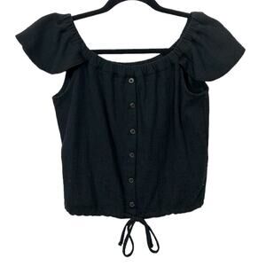 Madewell Black Woven Off The Shoulder Top Women’s Size Small